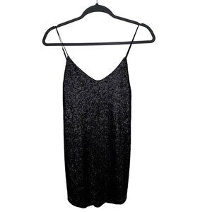 Amuse Society Black Sequined Camisole Top size XS Spaghetti Strap Sexy Sparkly